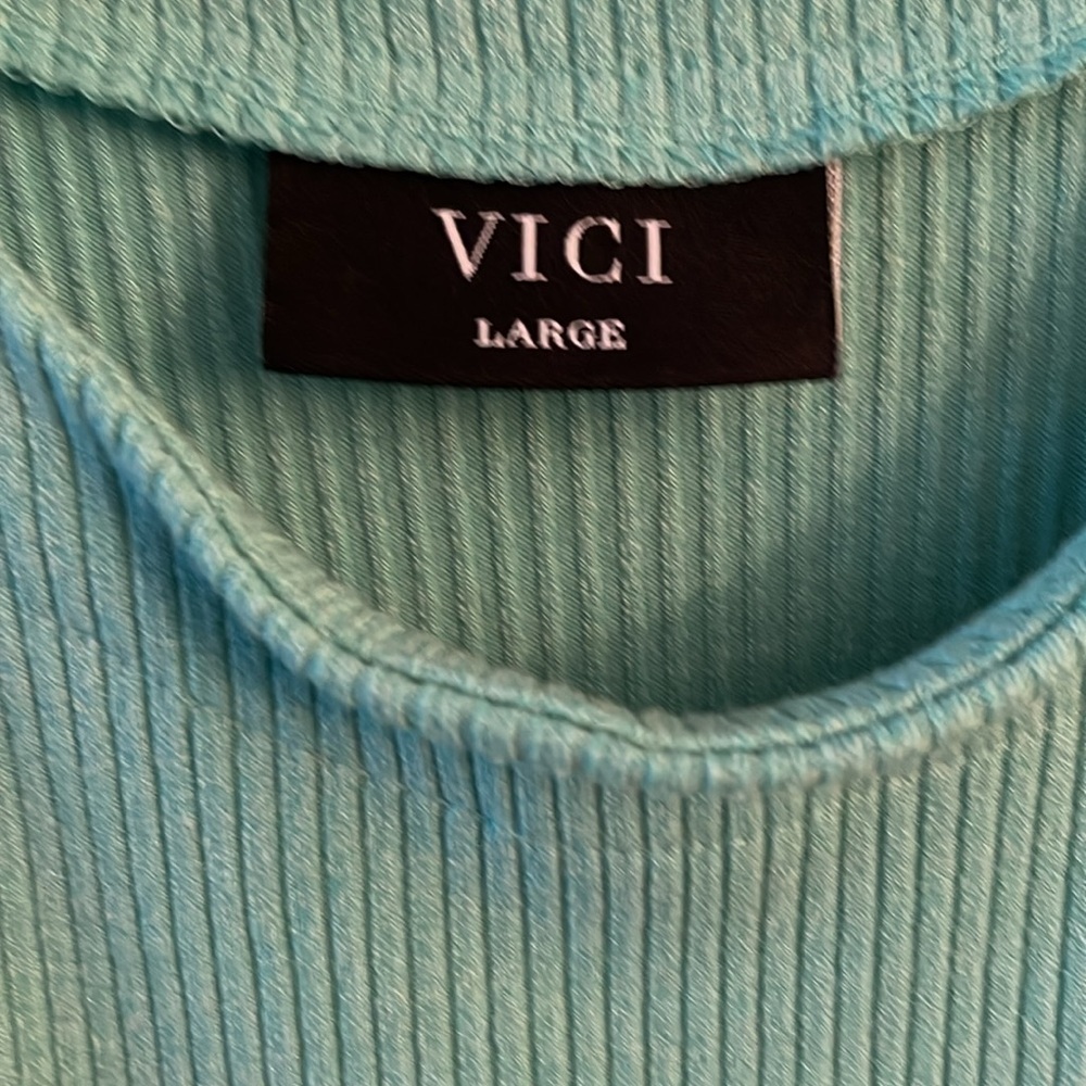 VICI Ribbed Mock Neck Bodycon Midi Dress Light Green Women’s Large - Picture 4 of 6